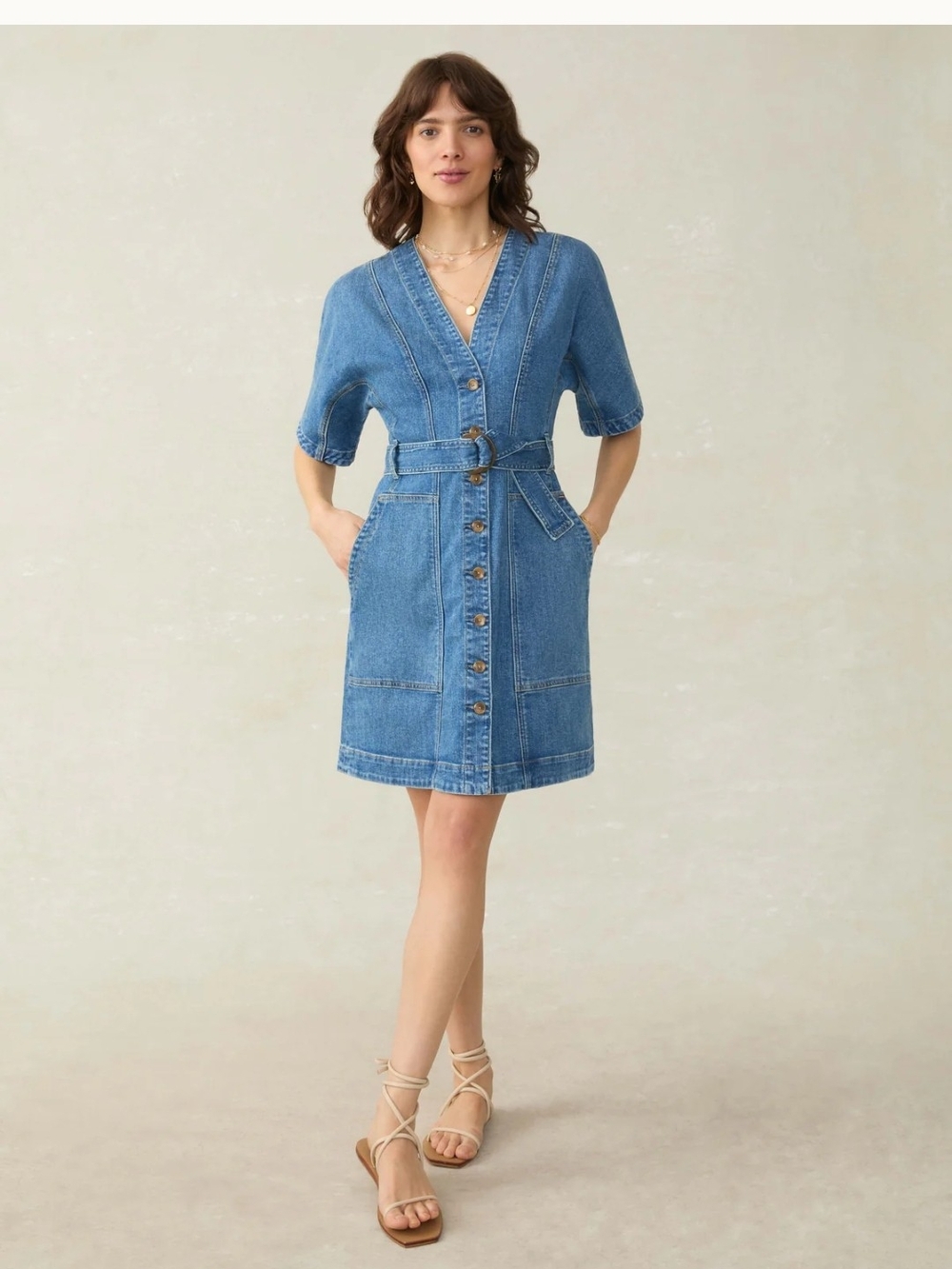 Faherty Denim Camille Mini Dress - Sedona Blue Wash Sz 4